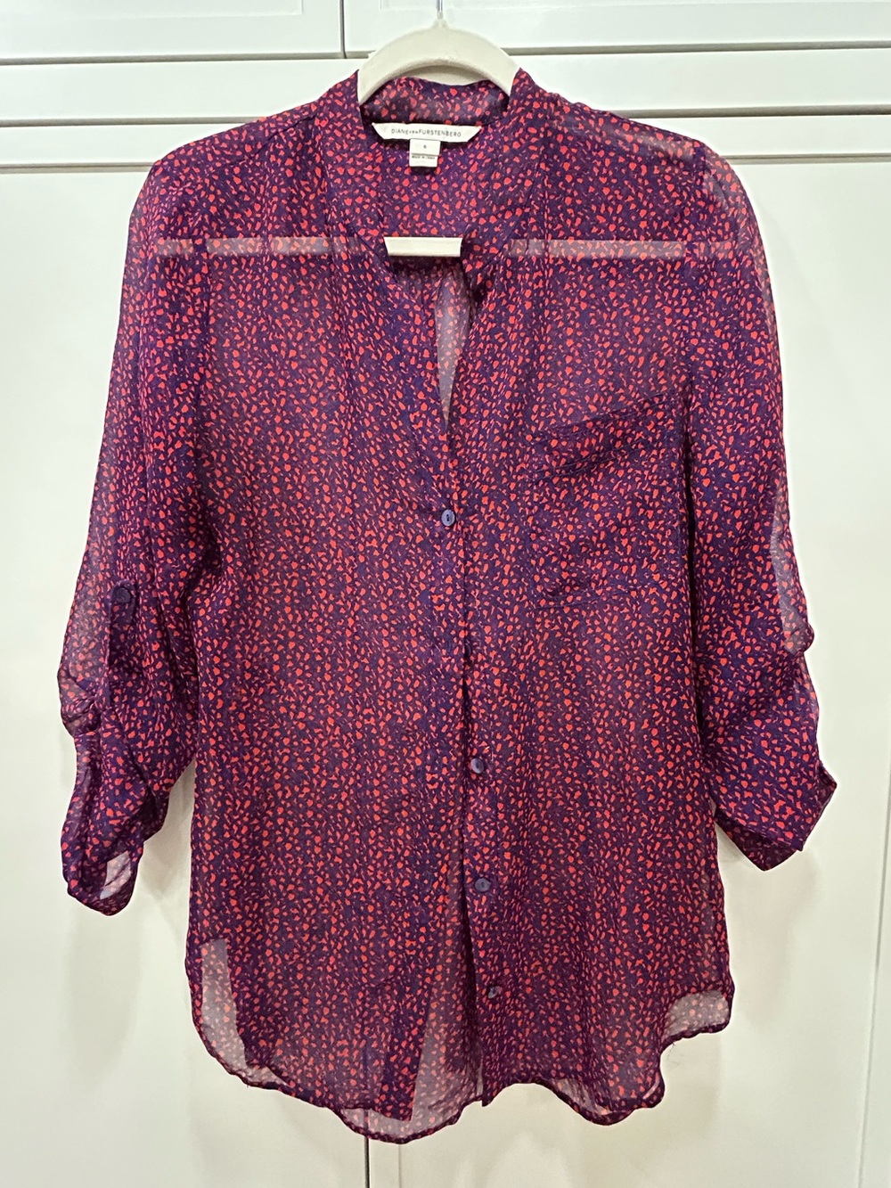 DVF Diane von Furstenberg Silk Animal Print Blouse Size 6